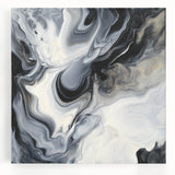 Fluid Abstract Wall Art – Black, White & Gold Marble Movement