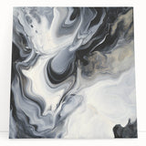 Fluid Abstract Wall Art – Black, White & Gold Marble Movement