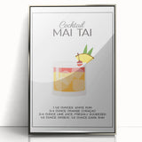 Mid-century modernist art of assorted beverages in pastel shades, acrylic framed print, suitable for nursery wall art.