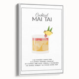 Extra large vintage poster art featuring colorful food and drinks illustrations on a white framed canvas.