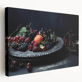 Large canvas print featuring an array of colorful fruits, ideal for kitchen wall art.