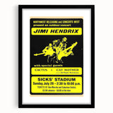 Jimi Hendrix Retro Wall Art – Vintage Sicks' Stadium Concert Print