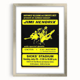 Jimi Hendrix Retro Wall Art – Vintage Sicks' Stadium Concert Print