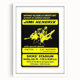 Jimi Hendrix Retro Wall Art – Vintage Sicks' Stadium Concert Print