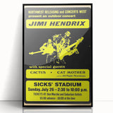Jimi Hendrix Retro Wall Art – Vintage Sicks' Stadium Concert Print