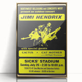 Jimi Hendrix Retro Wall Art – Vintage Sicks' Stadium Concert Print