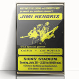 Jimi Hendrix Retro Wall Art – Vintage Sicks' Stadium Concert Print