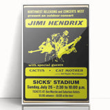 Jimi Hendrix Retro Wall Art – Vintage Sicks' Stadium Concert Print