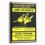 Jimi Hendrix Retro Wall Art – Vintage Sicks' Stadium Concert Print