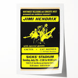 Jimi Hendrix Retro Wall Art – Vintage Sicks' Stadium Concert Print