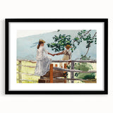 Realism Art Prints - Nostalgic Countryside Scene with Children on Canvas