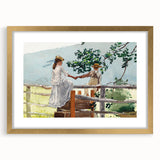 Realism Art Prints - Nostalgic Countryside Scene with Children on Canvas