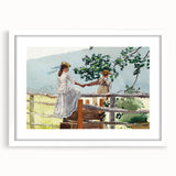 Realism Art Prints - Nostalgic Countryside Scene with Children on Canvas