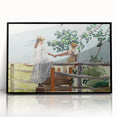 Realism Art Prints - Nostalgic Countryside Scene with Children on Canvas