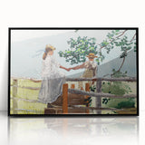 Realism Art Prints - Nostalgic Countryside Scene with Children on Canvas