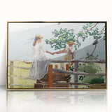 Realism Art Prints - Nostalgic Countryside Scene with Children on Canvas