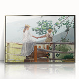 Realism Art Prints - Nostalgic Countryside Scene with Children on Canvas