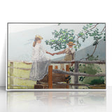 Realism Art Prints - Nostalgic Countryside Scene with Children on Canvas