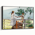 Realism Art Prints - Nostalgic Countryside Scene with Children on Canvas