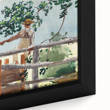 Realism Art Prints - Nostalgic Countryside Scene with Children on Canvas