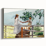 Realism Art Prints - Nostalgic Countryside Scene with Children on Canvas