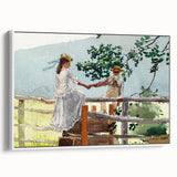 Realism Art Prints - Nostalgic Countryside Scene with Children on Canvas