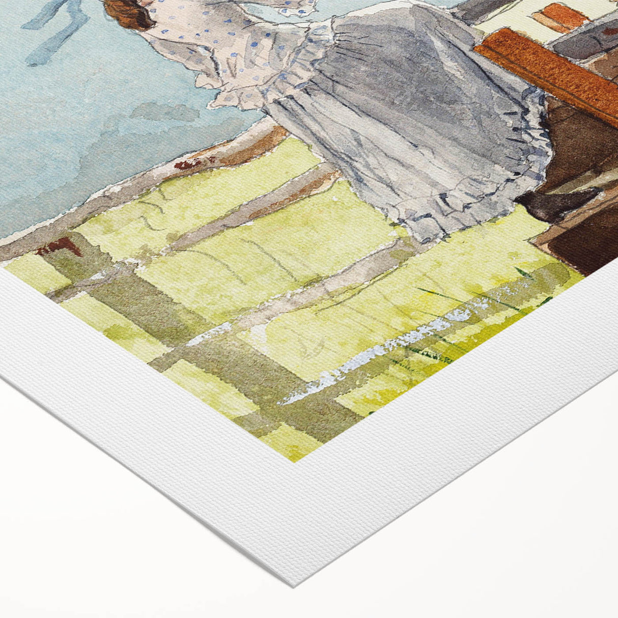 Realism Art Prints - Nostalgic Countryside Scene with Children on Canvas