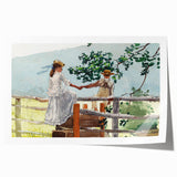 Realism Art Prints - Nostalgic Countryside Scene with Children on Canvas