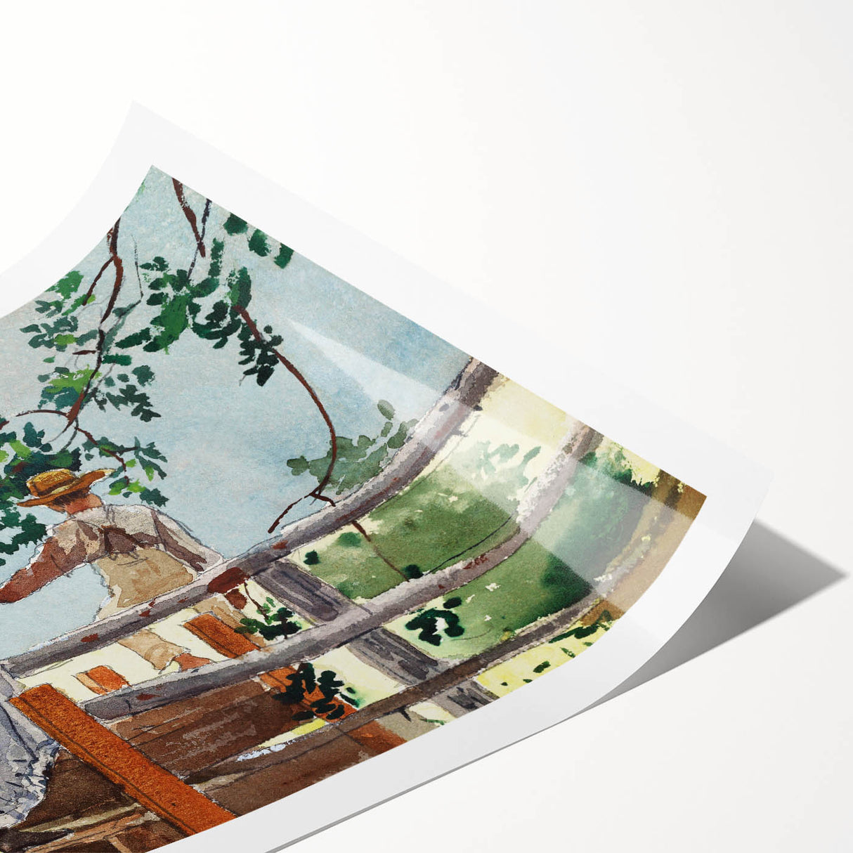 Realism Art Prints - Nostalgic Countryside Scene with Children on Canvas
