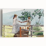 Realism Art Prints - Nostalgic Countryside Scene with Children on Canvas