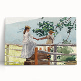Realism Art Prints - Nostalgic Countryside Scene with Children on Canvas