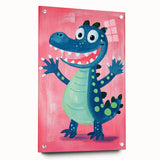 Smiling Dinosaur Art for Kids - Playroom Wall Art