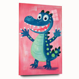 Smiling Dinosaur Art for Kids - Playroom Wall Art