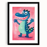 Smiling Dinosaur Art for Kids - Playroom Wall Art