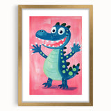 Smiling Dinosaur Art for Kids - Playroom Wall Art