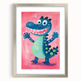 Smiling Dinosaur Art for Kids - Playroom Wall Art