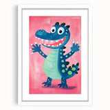 Smiling Dinosaur Art for Kids - Playroom Wall Art