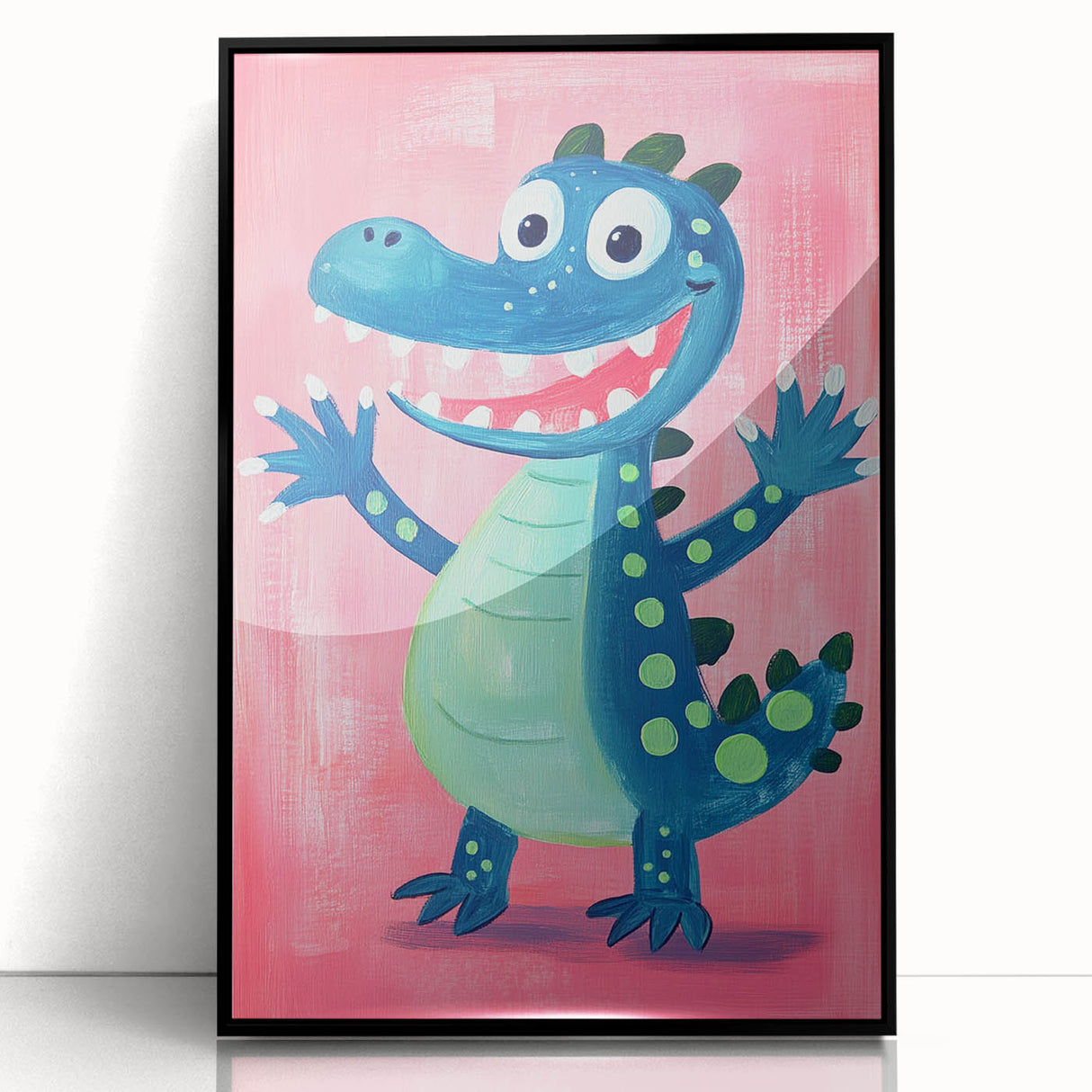 Smiling Dinosaur Art for Kids - Playroom Wall Art