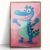 Smiling Dinosaur Art for Kids - Playroom Wall Art