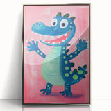 Smiling Dinosaur Art for Kids - Playroom Wall Art