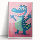 Smiling Dinosaur Art for Kids - Playroom Wall Art