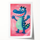 Smiling Dinosaur Art for Kids - Playroom Wall Art