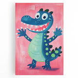 Smiling Dinosaur Art for Kids - Playroom Wall Art