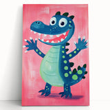 Smiling Dinosaur Art for Kids - Playroom Wall Art