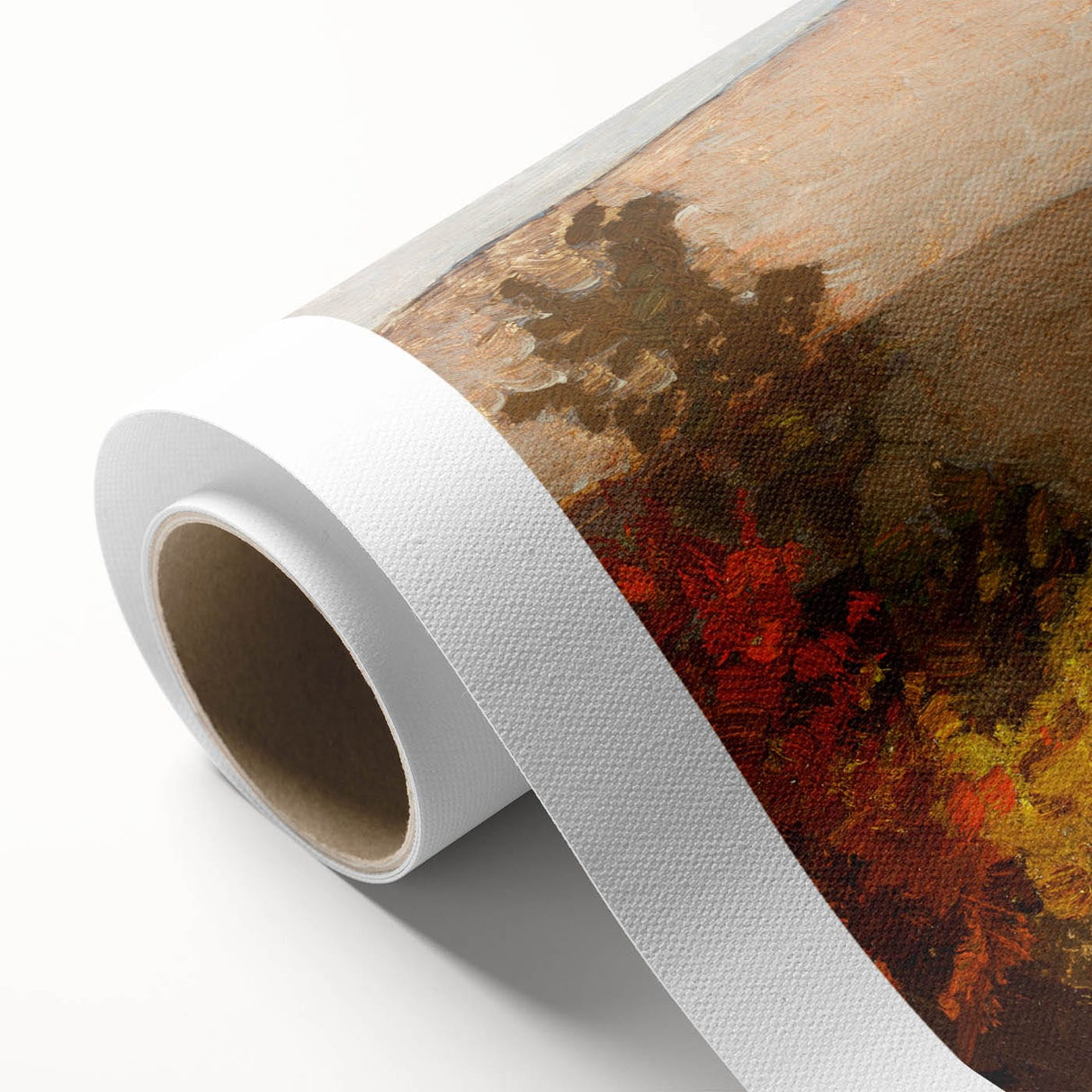 Art Deco poster featuring autumn-themed design in warm orange and brown tones on rolled canvas, ideal for nursery wall art.