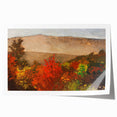 Extra large rolled canvas print featuring an abstract floral design in warm autumn hues, ideal for dining room wall art.