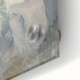 Close-up of an abstract figurative acrylic painting on glass, showcasing vibrant colors and intricate details. Ideal for modern home decor and artistic expression.