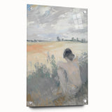 Abstract figurative acrylic artwork displayed in a glass frame, showcasing vibrant colors and intricate pin details, ideal for modern home decor.