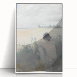 Abstract figurative wall art in a white frame, showcasing vivid colors and dynamic shapes, perfect for modern home decor and artistic expression.