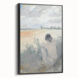 Abstract figurative wall art in a sleek black frame, showcasing vibrant colors and dynamic shapes, perfect for modern home decor. The side view highlights its contemporary design and craftsmanship, ideal for adding a touch of elegance to any room.